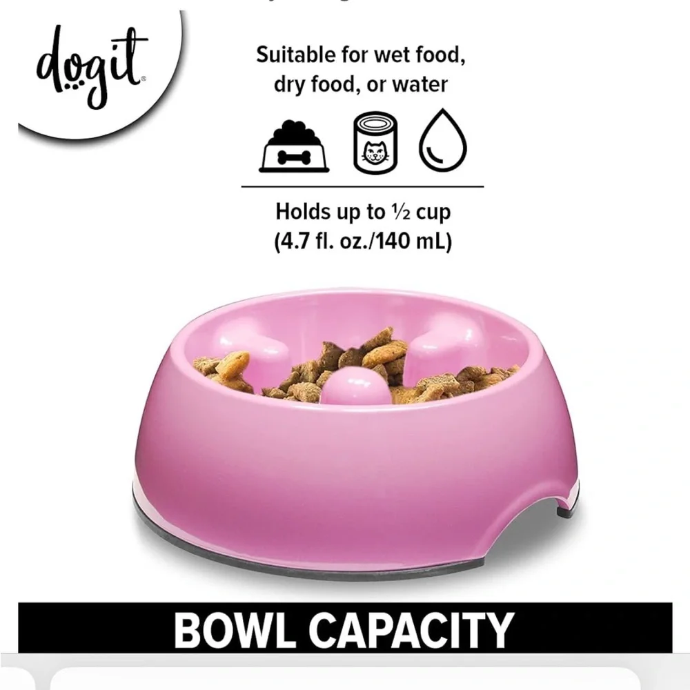 2- Pink Go Slow Anti Gulping Dog /Cat Feeding Bowls